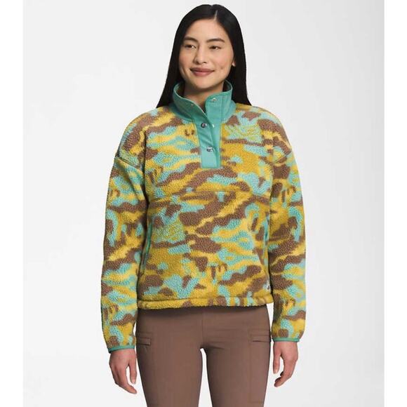 NWT The North Face Cragmont 1/4 Snap Wasabi Dazzle Camo Fleece Jacket - Picture 1 of 9